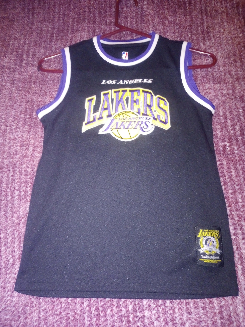 Kids NBA Los Angeles Lakers Black Jersey with Purple & Yellow Trim-size 10-12
